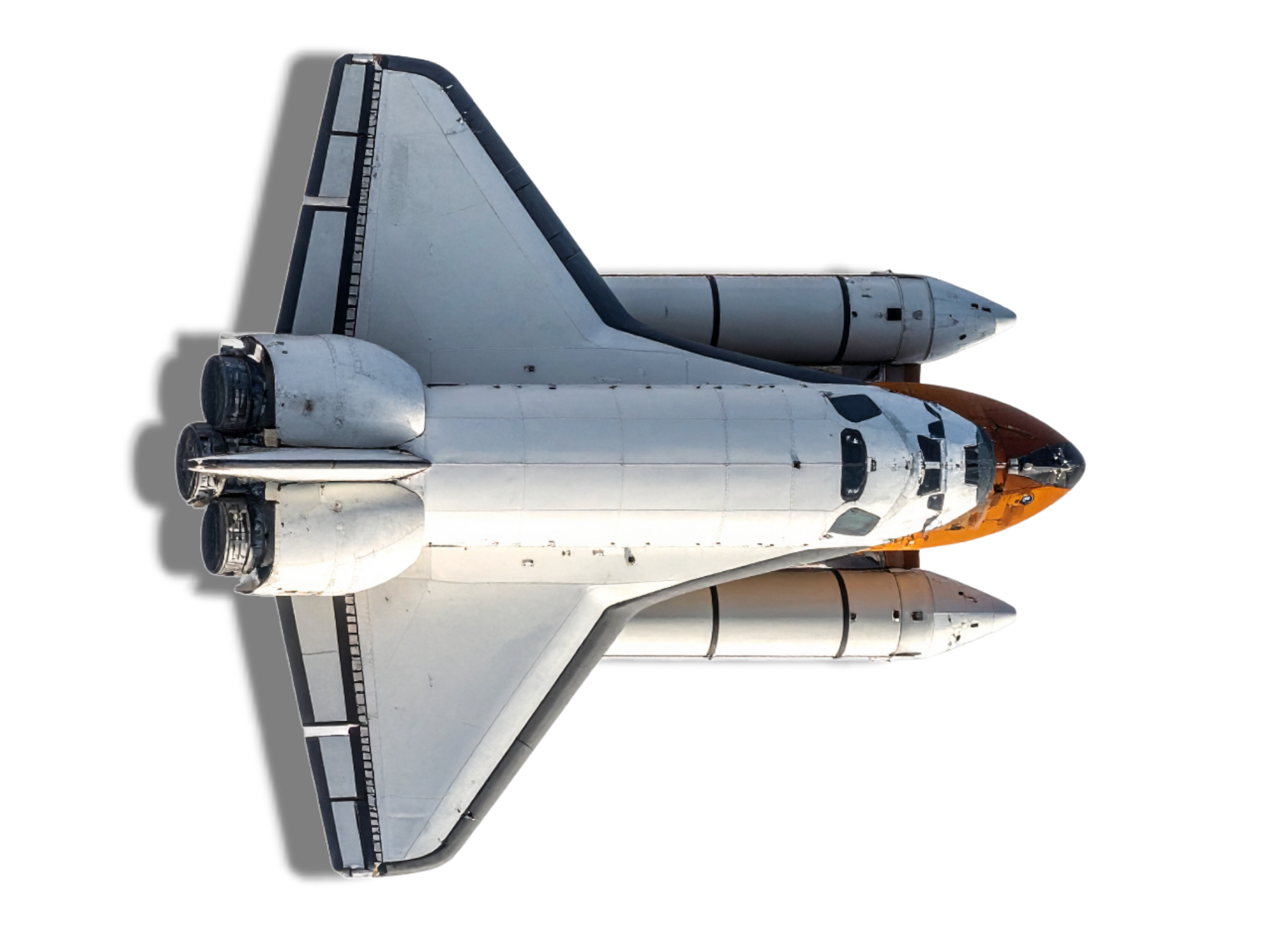Top view of a private jet flying across the screen